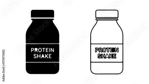 Protein shake bottles with transparent background