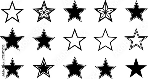 outline silhouette lone star icon set isolated on gray background