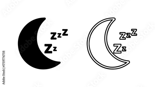 Crescent moon and sleep symbols with transparent background