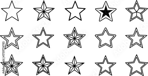 outline silhouette lone star icon set isolated on gray background