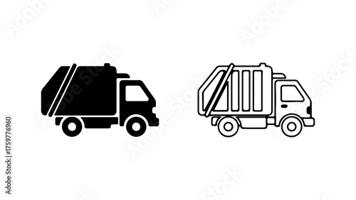 Garbage truck icon set with transparent background