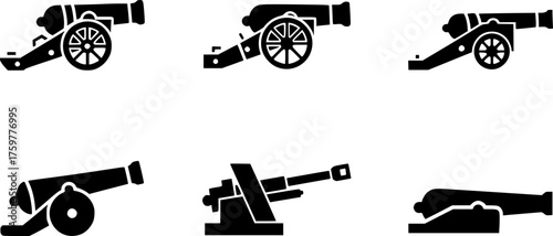 outline silhouette cannon icon set