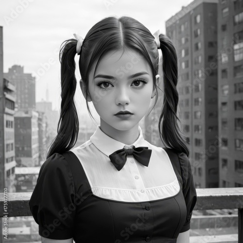 Smiling girl in school uniform