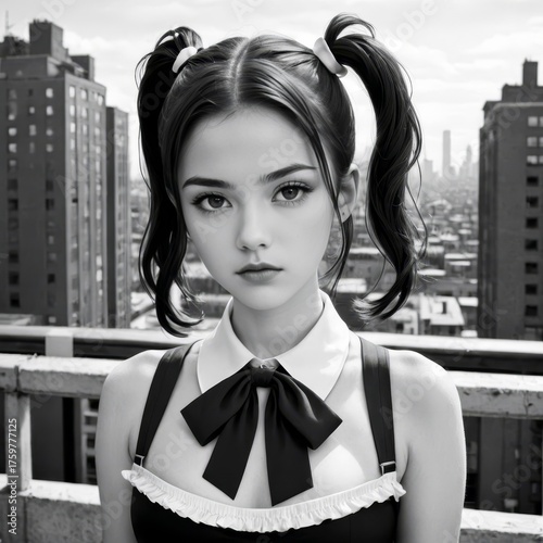 Smiling girl in school uniform