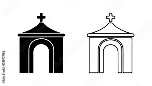 Church building outline with transparent background