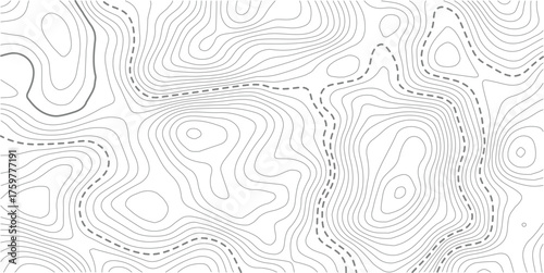 Topographic map background geographic line map with elevation assignments. Geographic mountain relief diagram line wave carve pattern 