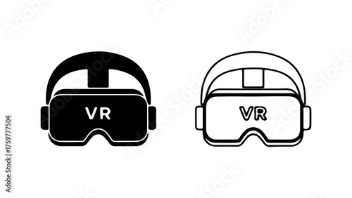 Virtual reality headset icon with transparent background