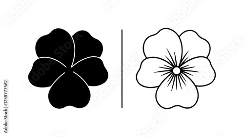 Pansy flower outline with transparent background