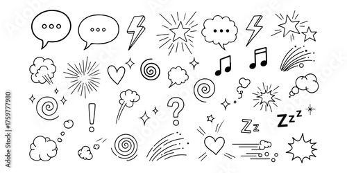 Collection of handdrawn doodle elements