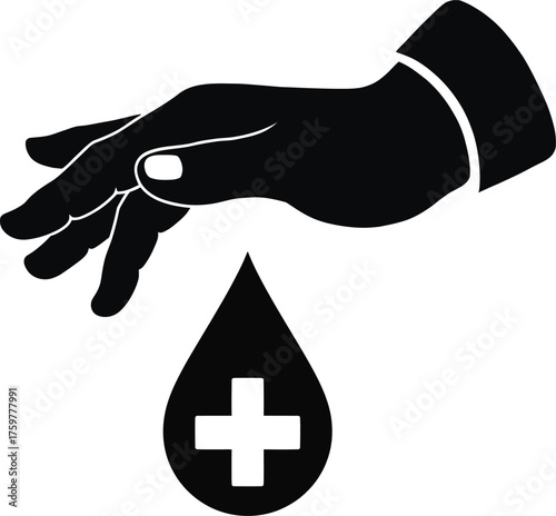 World diabetes day awareness hand droplet blood test symbol medical health care