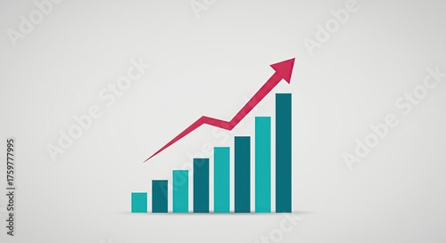 Free Download Bar chart with red arrow showing upward trend - GFXLoad