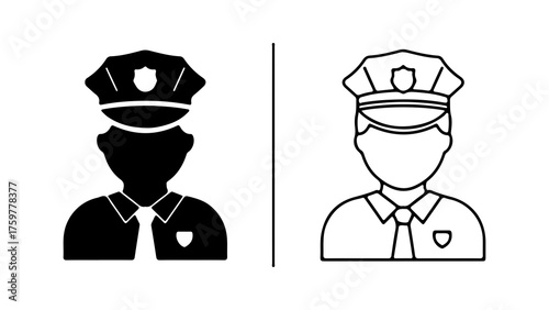 Police officer icon set with transparent background