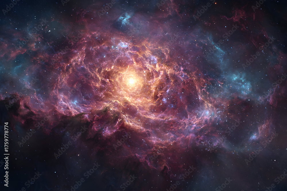 Obraz premium Captivating interstellar scene featuring a massive star-forming nebula