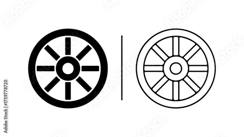 Wheels with spokes and outline with transparent background