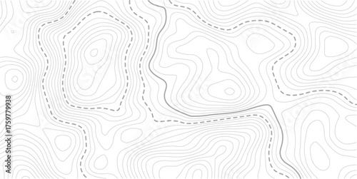 Topographic map background geographic line map with elevation assignments. Geographic mountain relief diagram line wave carve pattern 