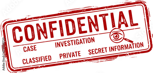 Confidential red ink rubber stamp sign symbol grunge effect vector illustration design confidential case investigation tampon classified private secret information	
