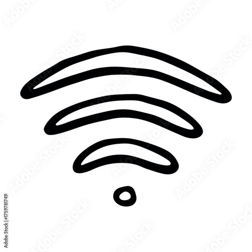 Hand drawn free wifi spot zone sign Public wi-fi area sign Wireless internet clipart in doodle style Single element for print, web, design, decor 3G, 4G, 5G, 6G, IoT