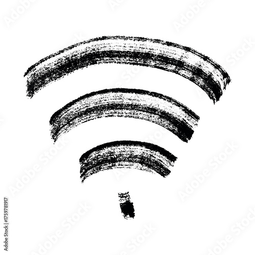 Hand drawn free wifi spot zone sign Public wi-fi area sign Wireless internet clipart in doodle style Single element for print, web, design, decor 3G, 4G, 5G, 6G, IoT