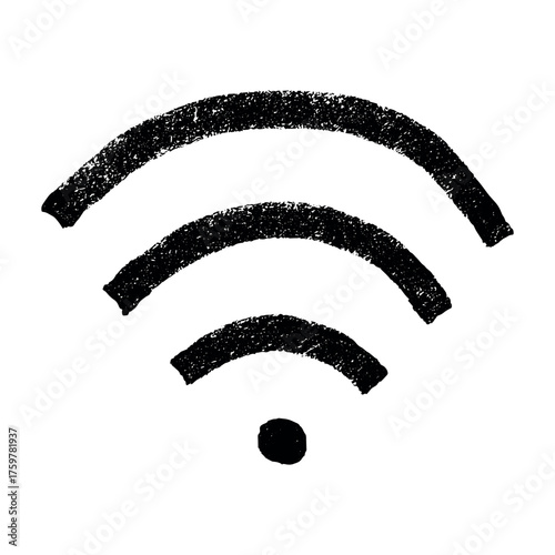 Hand drawn free wifi spot zone sign Public wi-fi area sign Wireless internet clipart in doodle style Single element for print, web, design, decor 3G, 4G, 5G, 6G, IoT