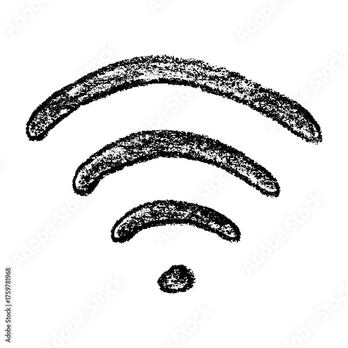 Hand drawn free wifi spot zone sign Public wi-fi area sign Wireless internet clipart in doodle style Single element for print, web, design, decor 3G, 4G, 5G, 6G, IoT