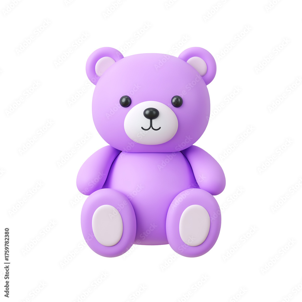 Obraz premium Adorable purple teddy bear sitting isolated on transparent background, a delightful and huggable friend for kids and collectors alike