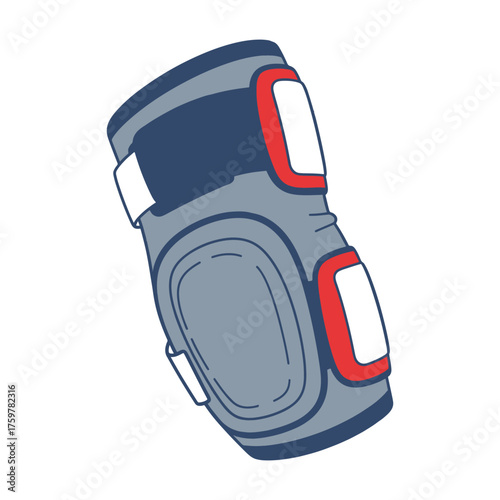 Blue and red padded elbow protection gear with white accents on white background padding