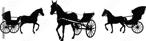 Elegant Horse and Carriage Vector Design Classic Silhouette Illustration for Wedding and Royal Branding