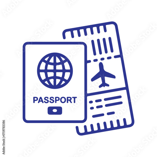 Travel essentials: passport and airplane ticket for journey