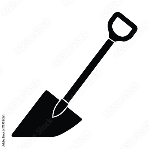 flat vector icon of soil shovel digging ground  f