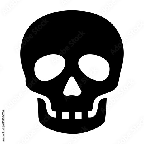Simple Black Skull Icon - Danger, Death, or Poison Warning Symbol