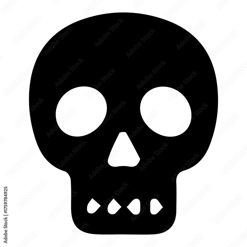 Fototapeta premium Simple Black Skull Icon. Danger, Poison, and Warning Symbol Vector Graphic.
