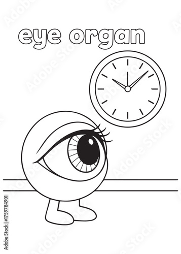 coloring book eye organ with wall clock