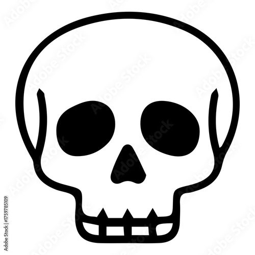 Minimalist Skull Line Art Icon - Danger, Poison, and Death Symbol