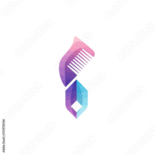 Colorful Comb & Diamond Logo for Hair or Beauty Businesses Modern & Stylish