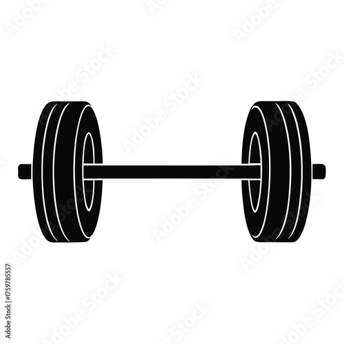 flat vector illustration of a barbell with weight