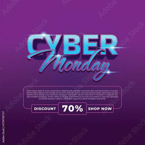 Vibrant Cyber Monday Sale Promotion with 70 Discount