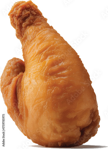 Golden brown crispy fried chicken leg on a black background