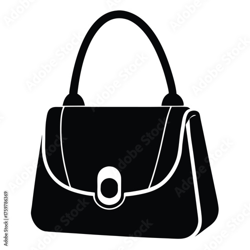 handbag purse with strap  stylish vector icon