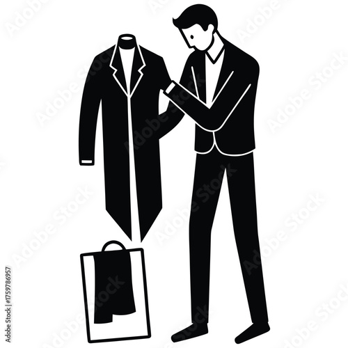 man getting dressed for work  minimal flat vector