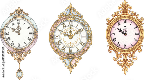 Ornate antique wall clocks with roman numerals antique clocks