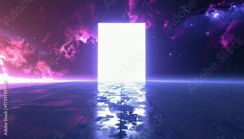 Futuristic Glowing Portal Opening in Sci-Fi World