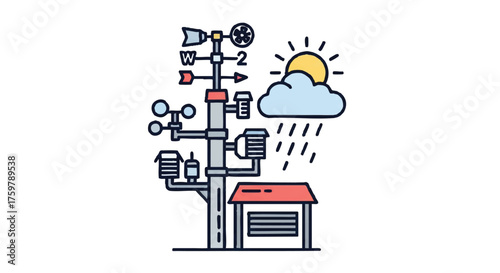 Weather station outline icon vector