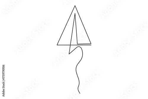 Paper plane single line art minimalist drawing of a flying airplane in continuous outline style