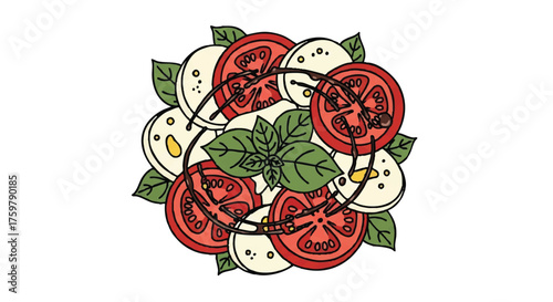 Caprese salad outline icon vector