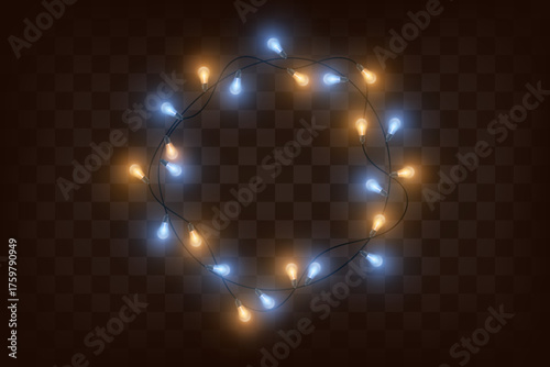  Christmas Lights Circle on Transparent Background