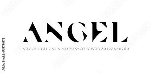 Exquisite alphabet serif decorative bold font, posh lettering perfect for logotypes, wedding invitations, or fashion and magazine design, letters and numbers, vector illustration 10EPS