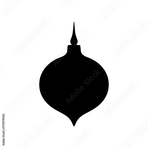 Black silhouette of a finial topped christmas ornament