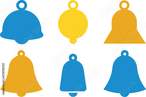 Collection of various bell shapes vector art illustrations