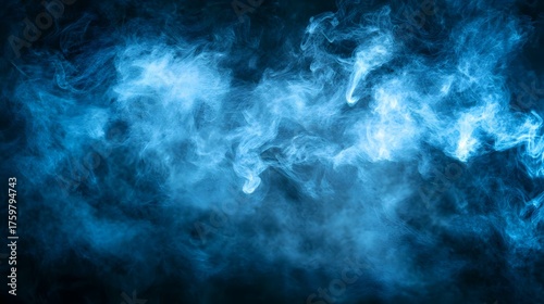 Dark blue cement wall texture with artistic smoke effect and misty vapor overlay