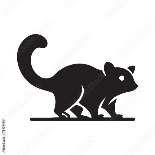 Silhouette of a sugar glider in profile showing its characteristic gliding membrane and long tail vector